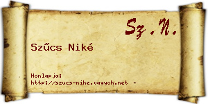 Szűcs Niké névjegykártya